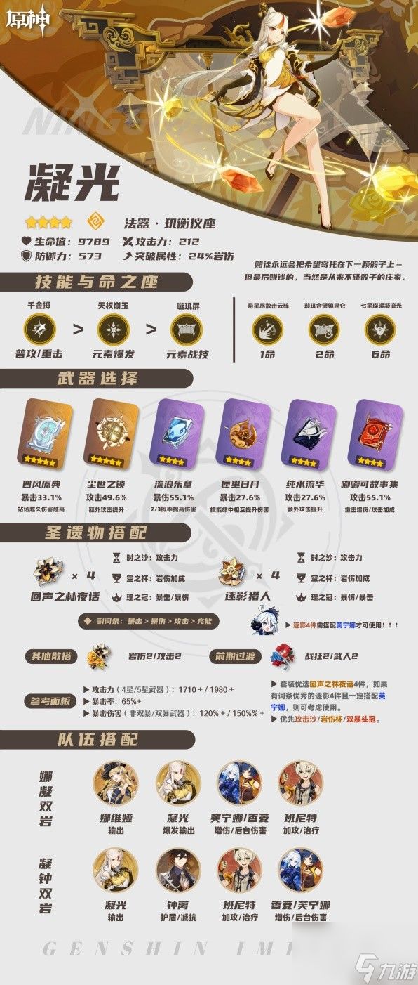 《原神》4.4版凝光装备及队伍搭配推荐