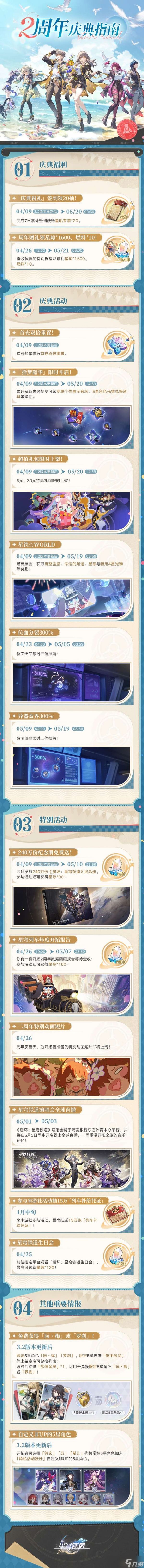 崩坏星穹铁道二周年什么时候 崩坏星穹铁道二周年时间介绍