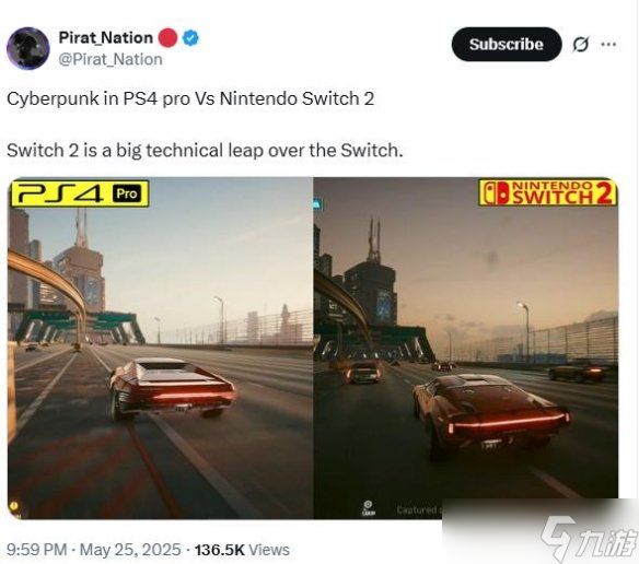 博主对比《2077》PS4 Pro版和Switch2版：质的飞跃！