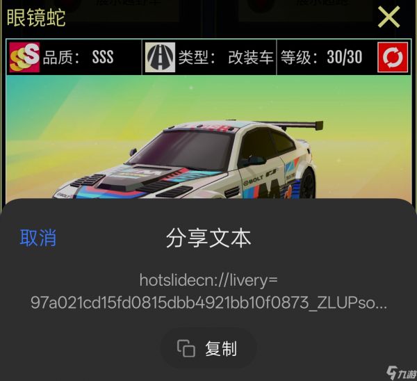 绝尘漂移【绝尘漂移】设计涂装后，如何正确分享给好友？