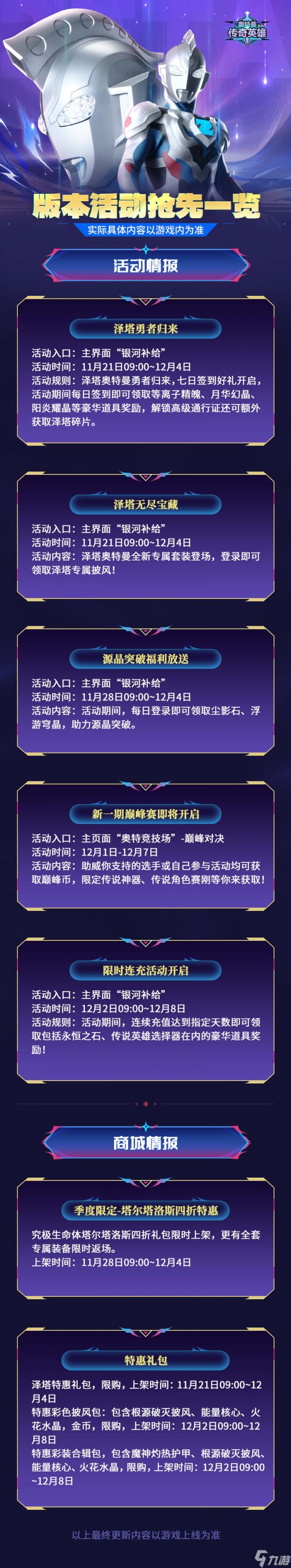 《<a id='link_pop' class='keyword-tag' href='https://www.9game.cn/atmcqyx/'>奥特曼传奇英雄</a>》泽塔主题版本：活动&商城情报全览