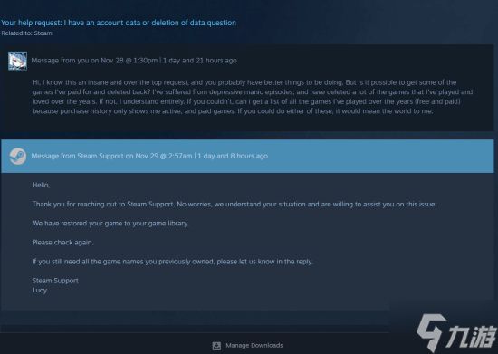 玩家因狂躁症删除付费游戏！Steam直接伸出援手