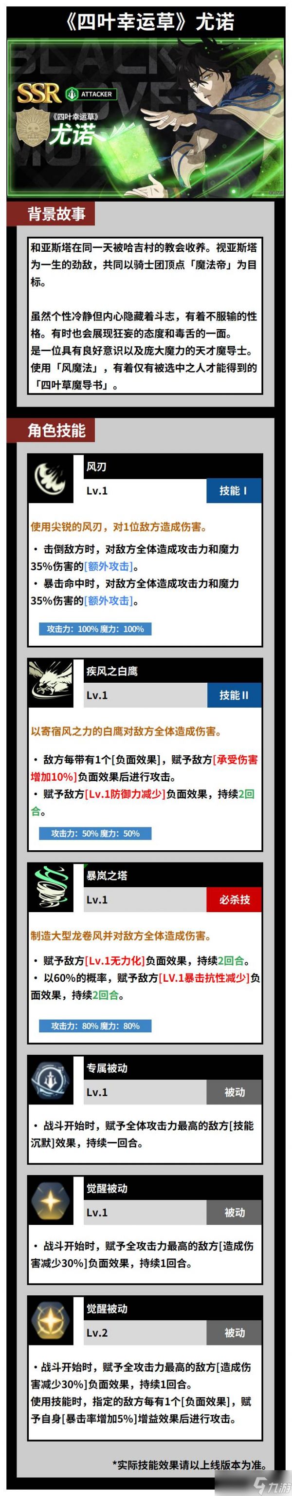 《黑色四叶草》尤诺角色
