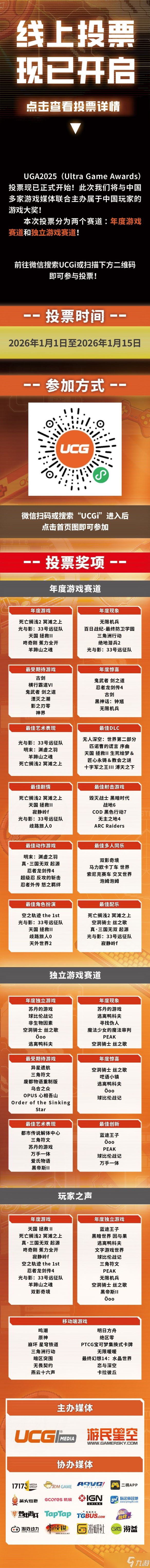 集结十多家顶级媒体！UGA2025 来了 年度游戏花落谁家由你决定
