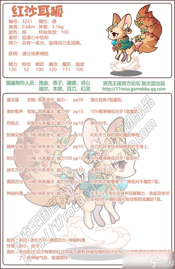 洛克王国红沙耳狐性格与技能搭配详解