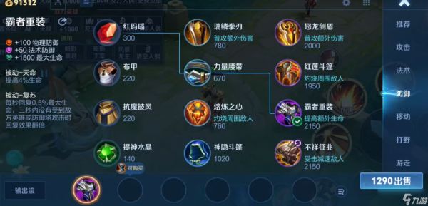 王者荣耀防御最强的出装怎么搭配