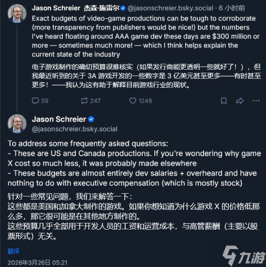 曝现在3A预算3亿美元起步！全是员工工资 和高管无关